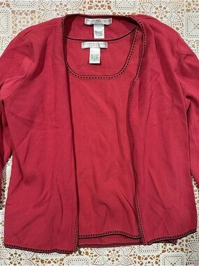 Geoffrey Beene Sport Twin Set Sweater Shell Cardigan Large Pink